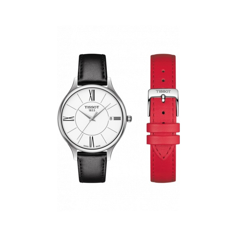 Tissot Bella Ora Round White Dial Black Leather Strap Watch For Women - T103.210.16.018.00 Buy Now By Tissot