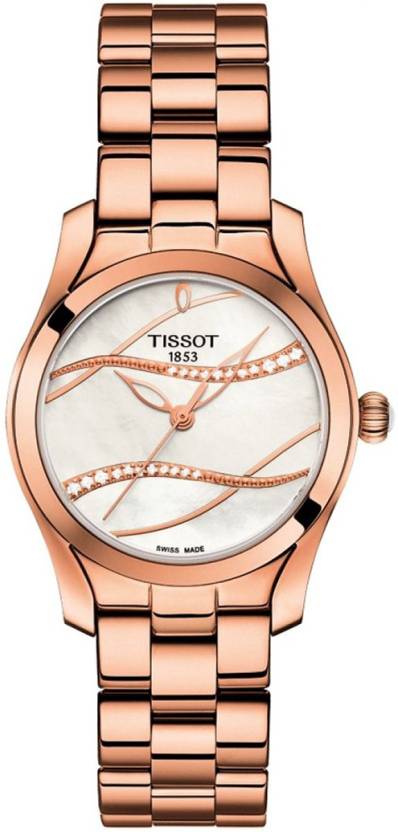 Tissot T Wave T Lady Mother of Pearl Dial Rose Gold Steel Strap Watch For Women - T112.210.33.111.00 Buy Now By Tissot