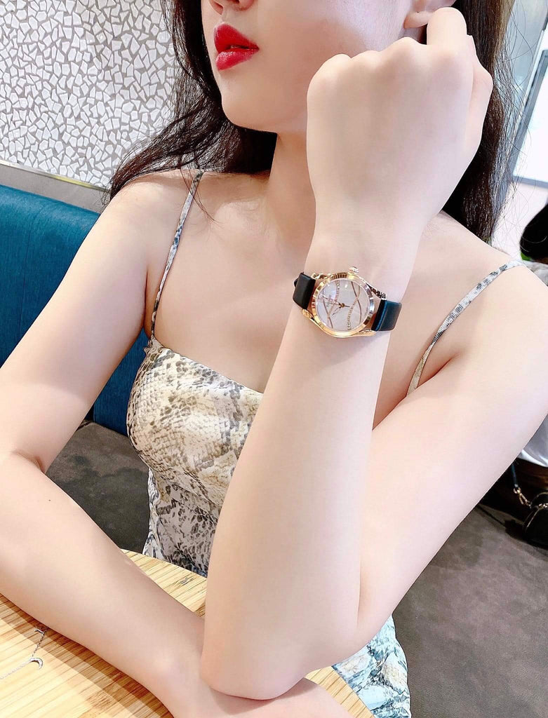 Tissot T Wave Diamond Mother of Pearl Dial Black Leather Strap Watch For Women - T112.210.36.111.00 Buy Now By Tissot