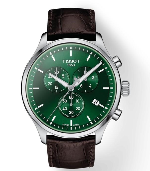 Tissot Chrono XL Chronograph Classic Green Dial Brown Leather Strap Watch For Men - T116.617.16.091.00 Buy Now By Tissot