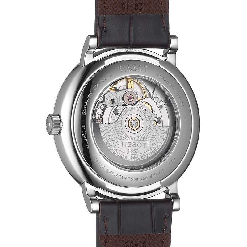 Tissot T-Classic Powermatic 80 Silver Dial Brown Leather Strap Watch For Men - T122.407.16.031.00 Buy Now By Tissot