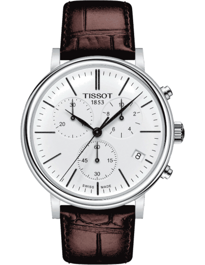 Tissot Carson Premium Chronograph White Dial Brown Leather Strap Watch For Men - T122.417.16.011.00 Buy Now By Tissot