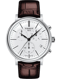 Tissot Carson Premium Chronograph White Dial Brown Leather Strap Watch For Men - T122.417.16.011.00 Buy Now By Tissot