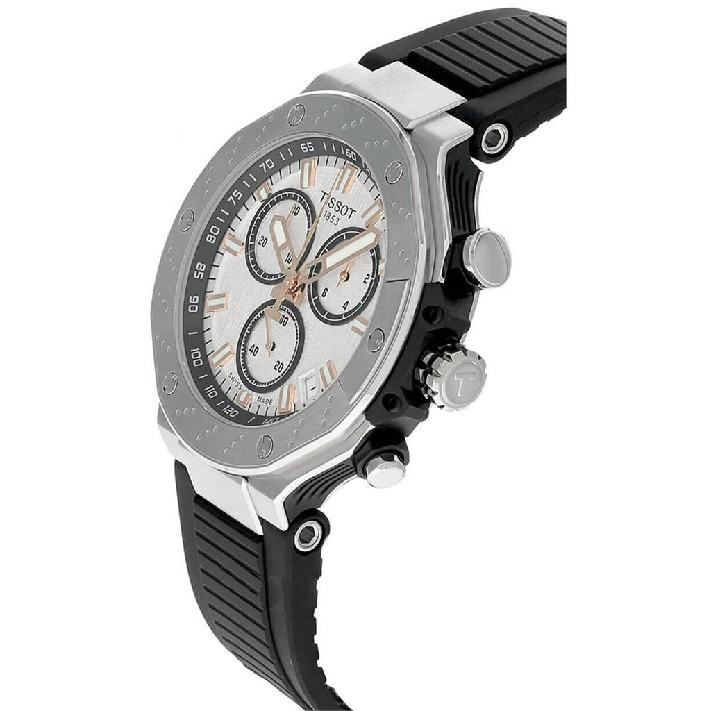 Tissot T Race Chronograph White Dial Black Rubber Strap Watch For Men - T141.417.17.011.00 Buy Now By Tissot