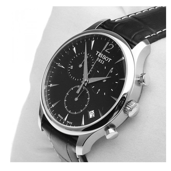 Tissot T Classic Tradition Chronograph Black Dial Black Leather Strap Watch For Men - T063.617.16.057.00 Buy Now By Tissot