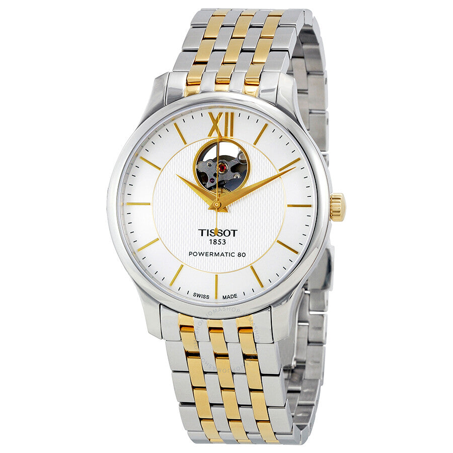 Tissot Tradition Powermatic 80 Open Heart Silver Dial Two Tone Steel Strap Watch For Men - T063.907.22.038.00 Buy Now By Tissot