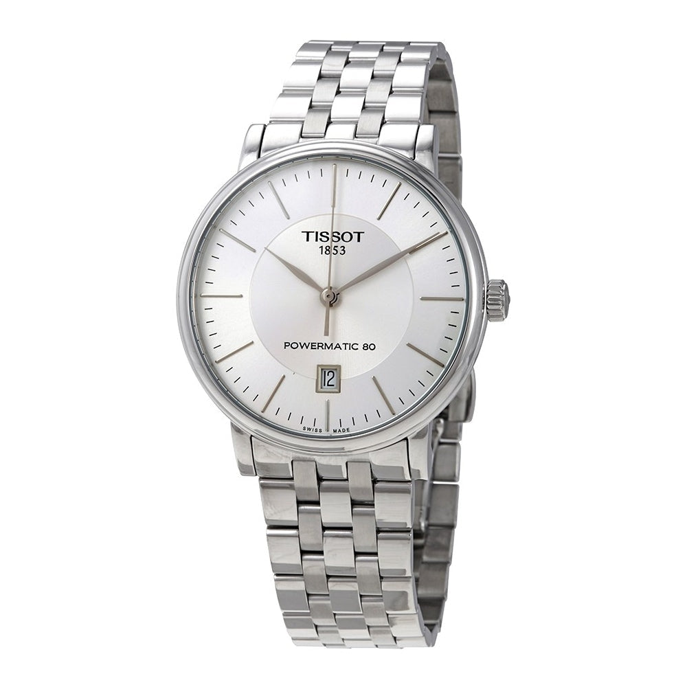Tissot T Classic Carson Premium Powermatic 80 White Dial Silver Steel Strap Watch For Men - T122.407.11.031.00 Buy Now By Tissot