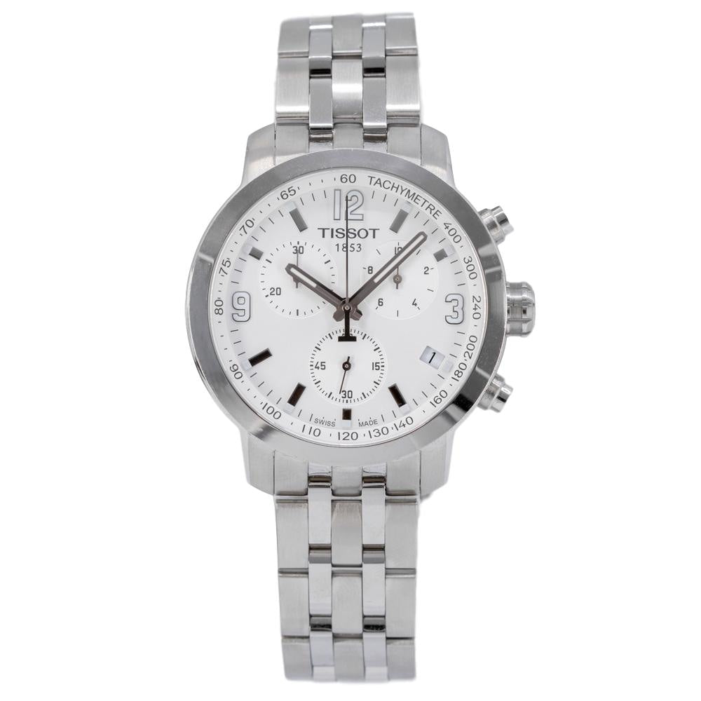 Tissot PRC 200 Chronograph White Dial Silver Steel Strap Watch For Men - T055.417.11.017.00 Buy Now By Tissot