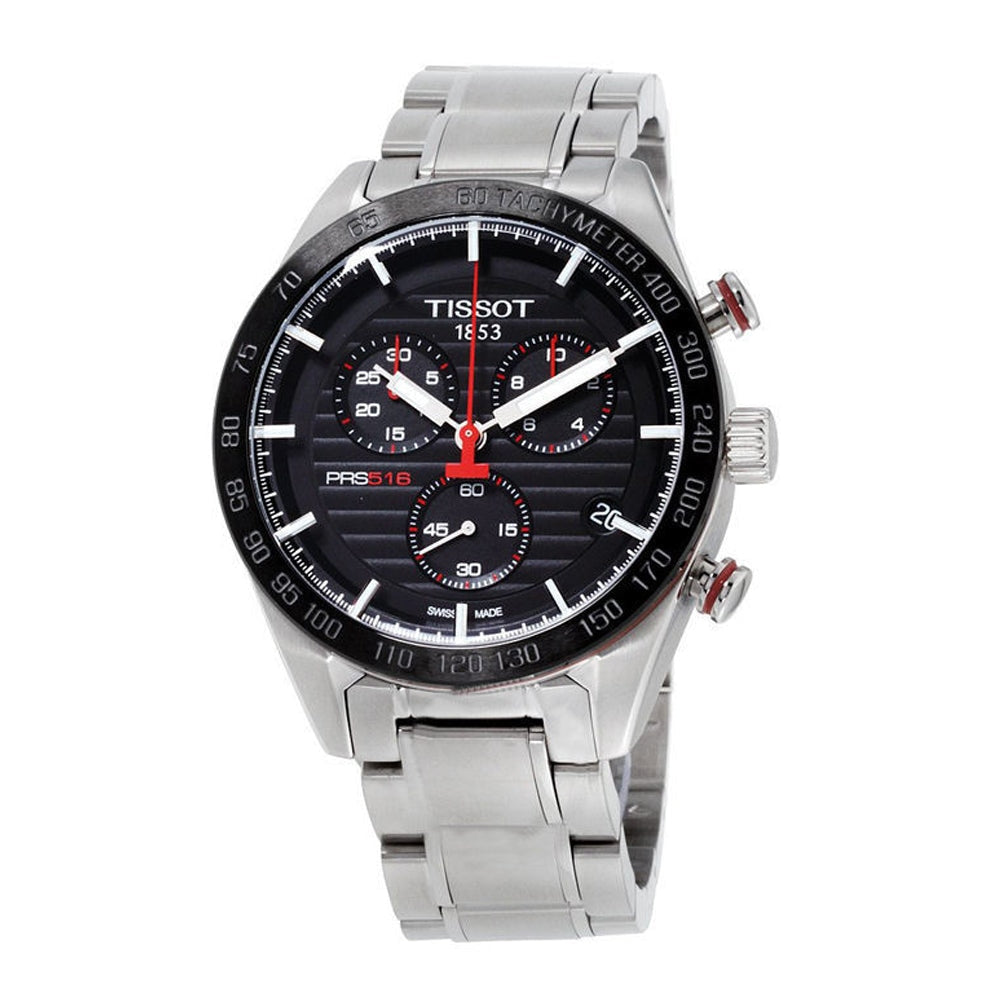 Tissot T Sport PRS 516 Chronograph Black Dial Silver Steel Strap Watch For Men - T100.417.11.051.01 Buy Now By Tissot