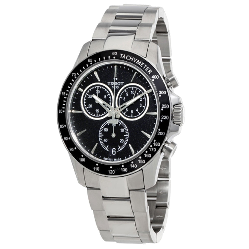 Tissot V8 Quartz Chronograph Black Dial Silver Steel Strap Watch For Men - T106.417.11.051.00 Buy Now By Tissot