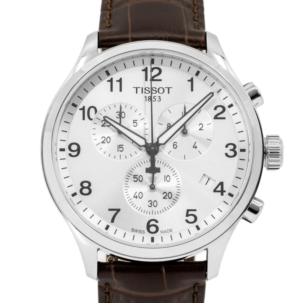Tissot Chrono XL Silver Dial Brown Leather Strap Watch For Men - T116.617.16.037.00 Buy Now By Tissot
