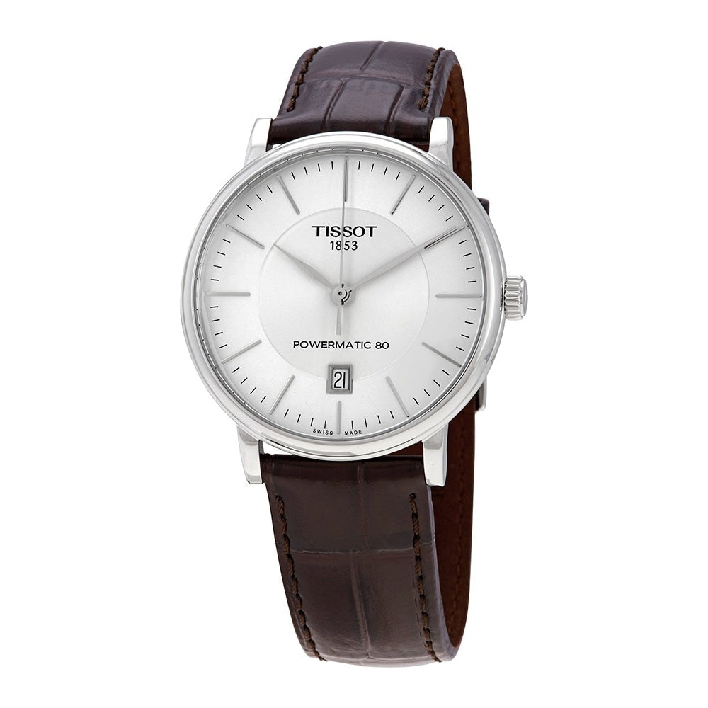 Tissot T-Classic Powermatic 80 Silver Dial Brown Leather Strap Watch For Men - T122.407.16.031.00 Buy Now By Tissot