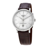 Tissot T-Classic Powermatic 80 Silver Dial Brown Leather Strap Watch For Men - T122.407.16.031.00 Buy Now By Tissot