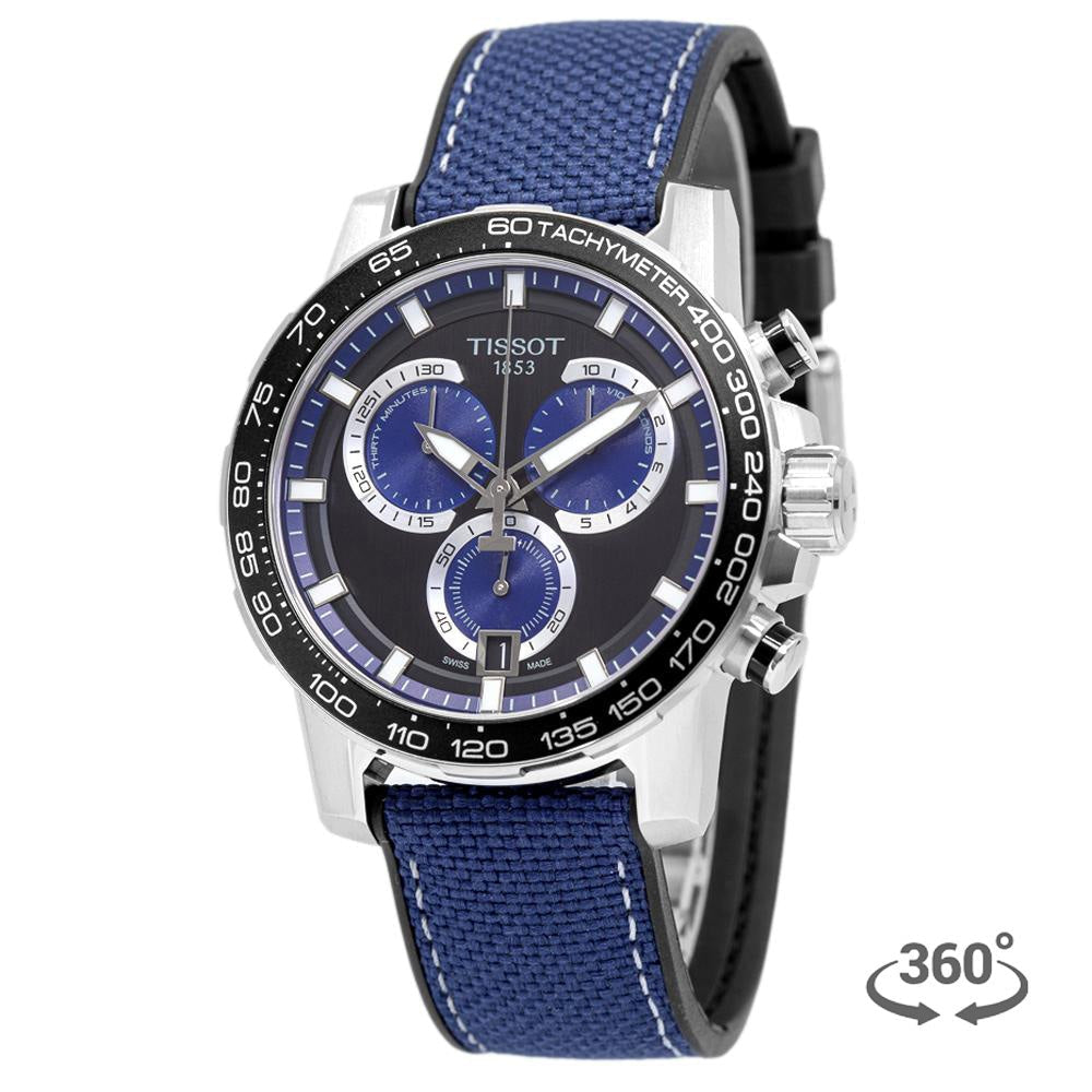 Tissot Supersport Chrono Black Dial Blue Nylon Strap Watch for Men - T125.617.17.051.03 Buy Now By Tissot