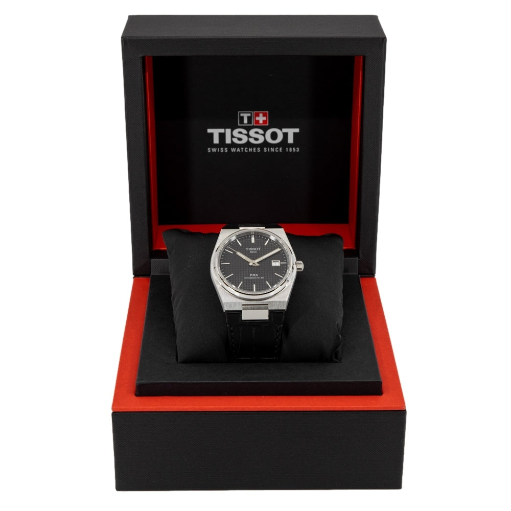 Tissot PRX Powermatic 80 Black Dial Black Leather Strap Watch for Men - T137.407.16.051.00 Buy Now By Tissot
