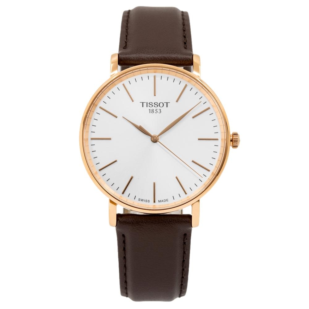 Tissot Everytime Gent Silver Dial Brown Leather Strap Watch for Men - T143.410.36.011.00 Buy Now By Tissot