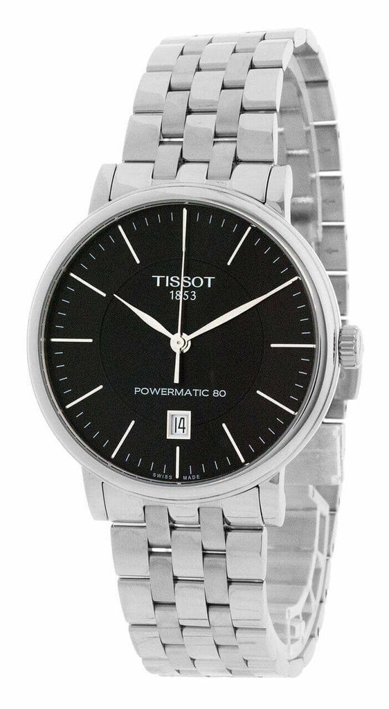 Tissot T Classic Carson Premium Powermatic 80 Black Dial Silver Steel Strap Watch For Men - T122.407.11.051.00 Buy Now By Tissot