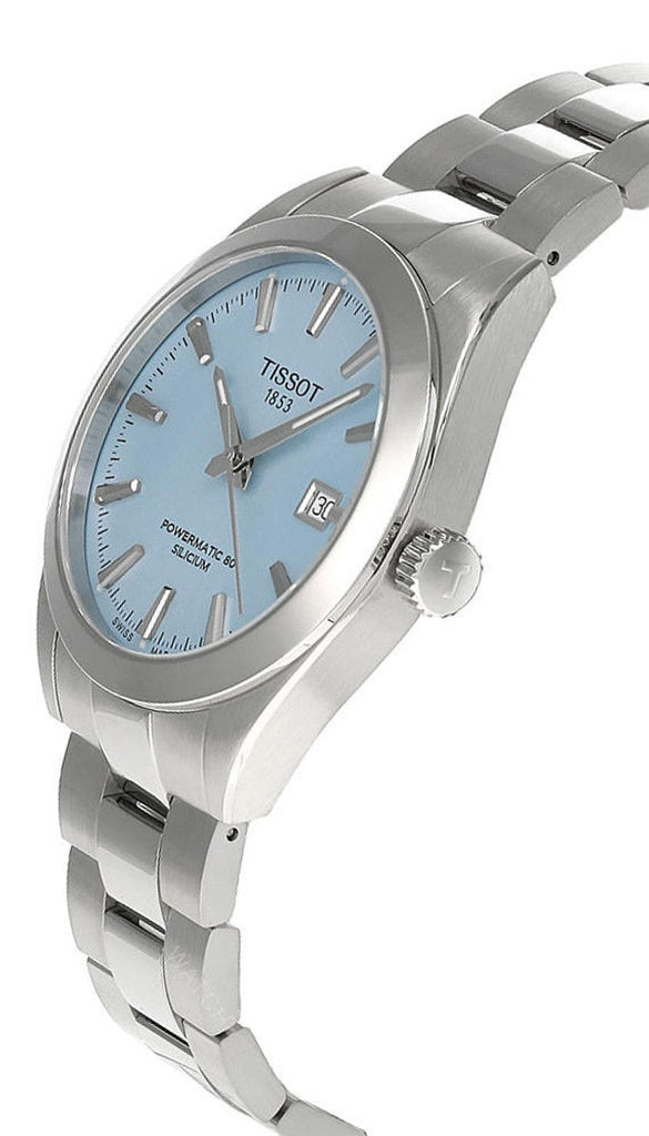 Tissot Gentleman Powermatic 80 Silicium Ice Blue Silver Steel Strap Watch For Men - T127.407.11.351.00 Buy Now By Tissot