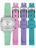 Tissot T Lady Lovely Square Silver Dial Light Green Leather Strap Watch for Women - T058.109.16.031.01 Buy Now By Tissot