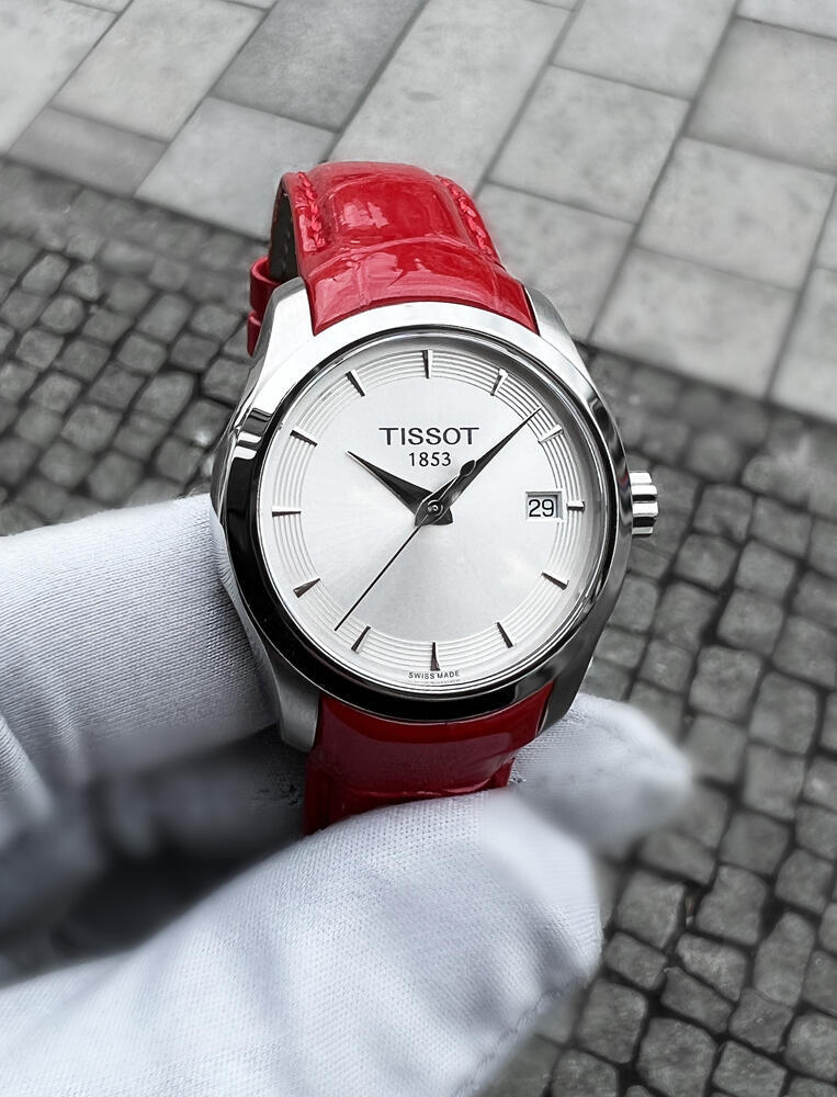 Tissot Couturier Lady Silver Dial Red Leather Strap Watch for Women - T035.210.16.031.01 Buy Now By Tissot