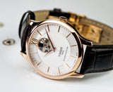 Tissot Tradition Powermatic 80 Open Heart Silver Dial Brown Leather Strap Watch For Men - T063.907.36.038.00 Buy Now By Tissot