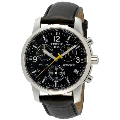 Tissot T Race PRC 200 Chronograph Quartz Black Dial Black Leather Strap Watch for Men - T17.1.526.52 Buy Now By Tissot