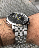 Tissot PRC 200 Chronograph Black Dial Silver Steel Strap Watch For Men - T114.417.11.057.00 Buy Now By Tissot