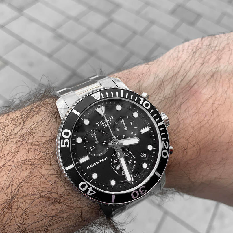 Tissot Seastar 1000 Chronograph Black Dial Silver Steel Strap Watch For Men - T120.417.11.051.00 Buy Now By Tissot