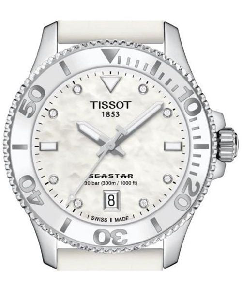 Tissot Seastar 1000 Mother of Pearl White Dial White Rubber Strap Watch for Women - T120.210.17.116.00 Buy Now By Tissot