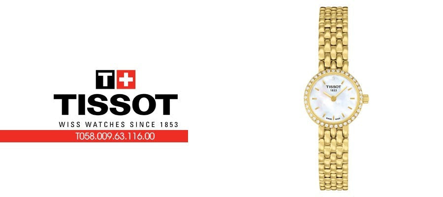Tissot T-Lady Lovely Mother of Pearl Dial Gold Steel Strap Watch For Women - T058.009.63.116.00 Buy Now By Tissot