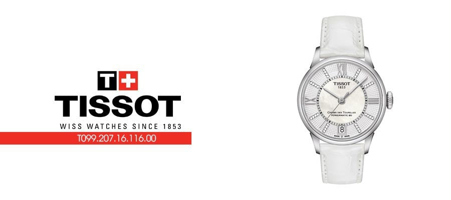 Tissot Chemin Des Tourelles Powermatic 80 Lady White Dial White Leather Strap Watch For Women - T099.207.16.116.00 Buy Now By Tissot