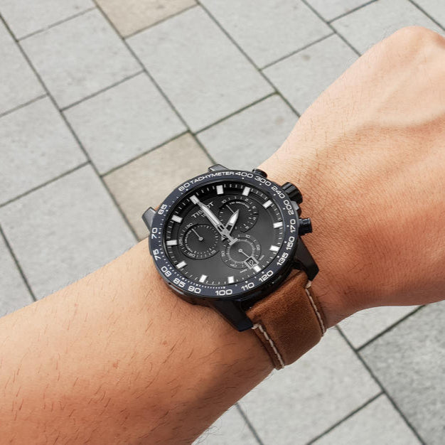 Tissot Supersport Chrono Black Dial Brown Leather Strap Watch for Men - T125.617.36.051.01 Buy Now By Tissot