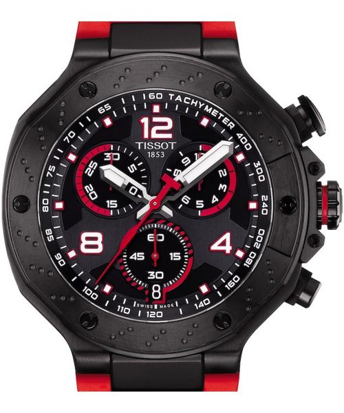 Tissot T Race Chronograph Black Dial Red Rubber Strap Watch For Men - T141.417.37.057.01 Buy Now By Tissot