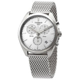 Tissot PR 100 Chronograph White Dial Silver Mesh Bracelet Watch For Men - T101.417.11.031.02 Buy Now By Tissot