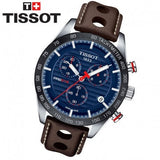 Tissot PRS 516 Chronograph Blue Dial Brown Leather Strap Watch For Men - T100.417.16.041.00 Buy Now By Tissot