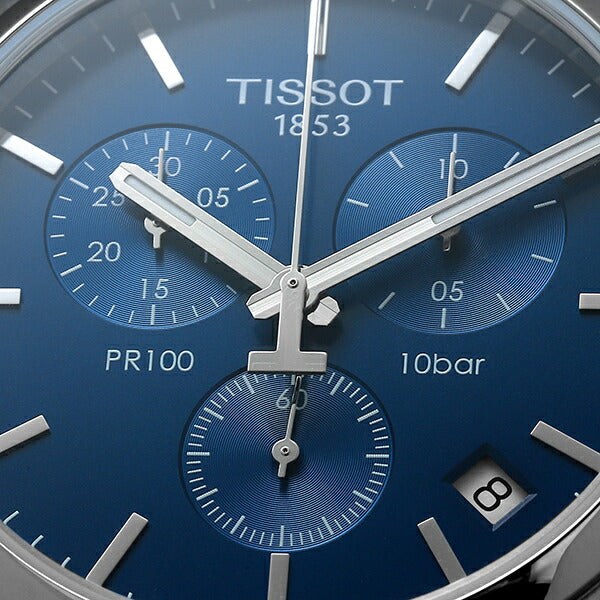 Tissot PR 100 Chronograph Blue Dial Silver Mesh Bracelet Watch for Men - T101.417.11.041.00 Buy Now By Tissot
