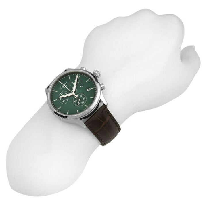 Tissot Chrono XL Chronograph Classic Green Dial Brown Leather Strap Watch For Men - T116.617.16.091.00 Buy Now By Tissot