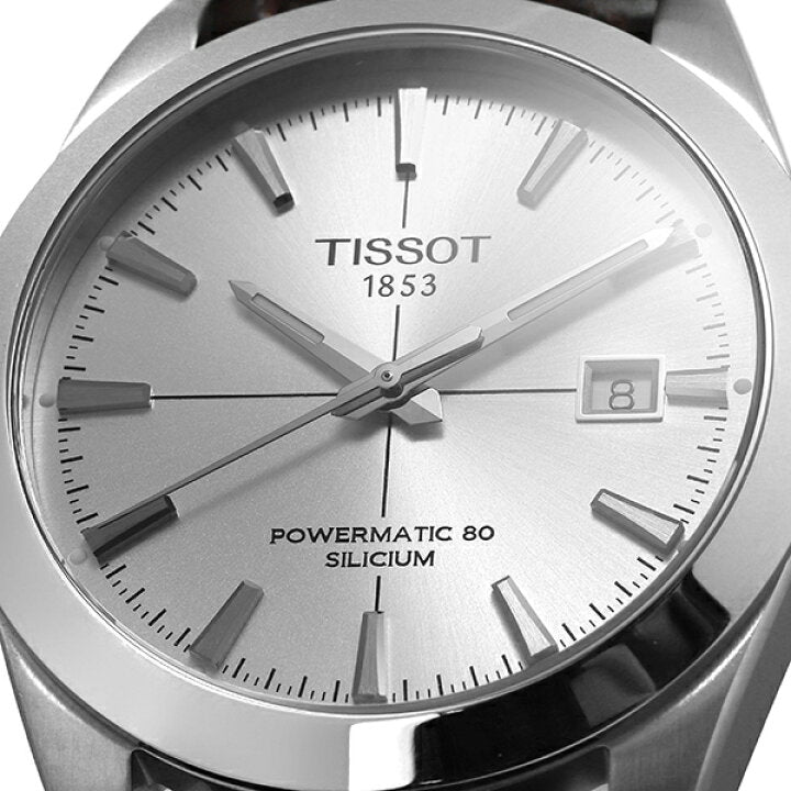 Tissot Gentleman Powermatic 80 Silicium Silver Dial Brown Leather Strap Watch For Men - T127.407.16.031.01 Buy Now By Tissot