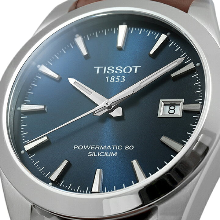 Tissot Gentleman Powermatic 80 Silicium Blue Dial Brown Leather Strap Watch For Men - T127.407.16.041.00 Buy Now By Tissot