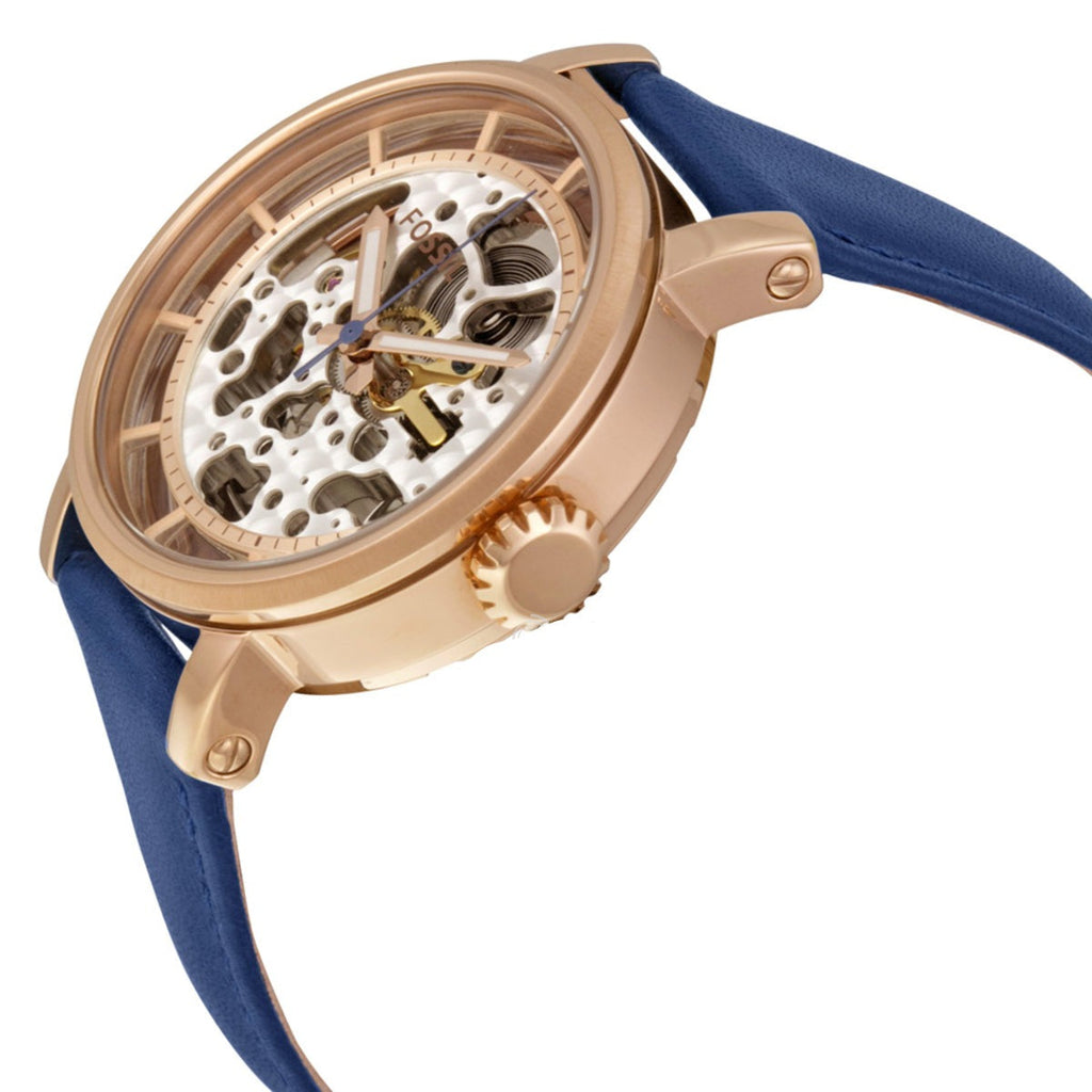 Fossil Original Boyfriend Skeleton White Dial Blue Leather Strap Watch for Women - ME3086 Buy Now By Fossil