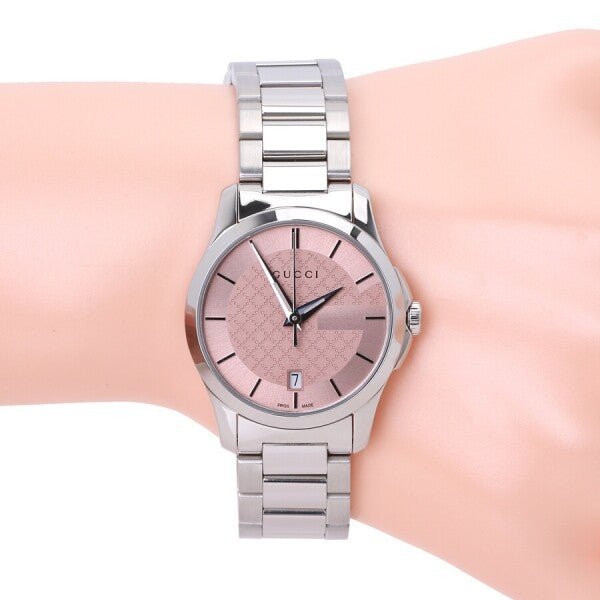 Gucci G Timeless Pink Dial Silver Steel Strap Watch For Women - YA126524 Buy Now By Gucci