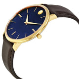 Movado Ultra Slim Blue Dial Brown Leather Strap Watch For Men - 0607088 Buy Now By Movado