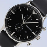 Emporio Armani Gianni Chronograph Black Dial Black Leather Strap Watch For Men - AR0397 Buy Now By Emporio Armani