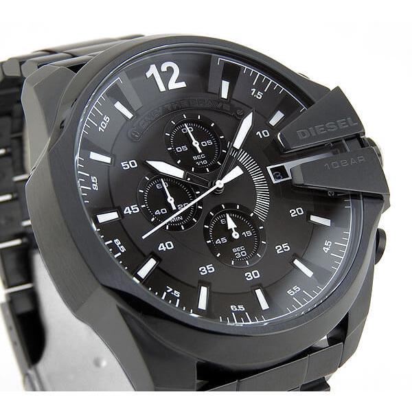 Diesel Mega Chief Chronograph Black Dial Black Steel Strap Watch For Men - DZ4283 Buy Now By Diesel