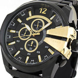 Diesel Mega Chief Chronograph Black Dial Black Steel Strap Watch For Men - DZ4338 Buy Now By Diesel