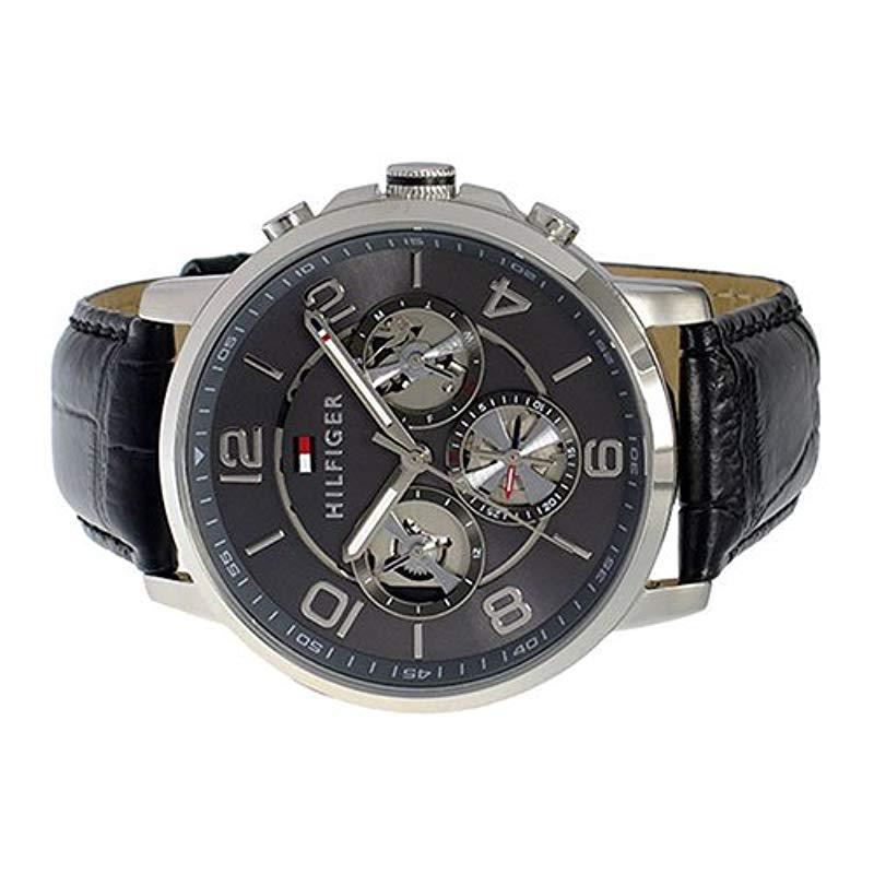 Tommy Hilfiger Keagan Quartz Grey Dial Black Leather Strap Watch for Men - 1791289 Buy Now By Tommy Hilfiger