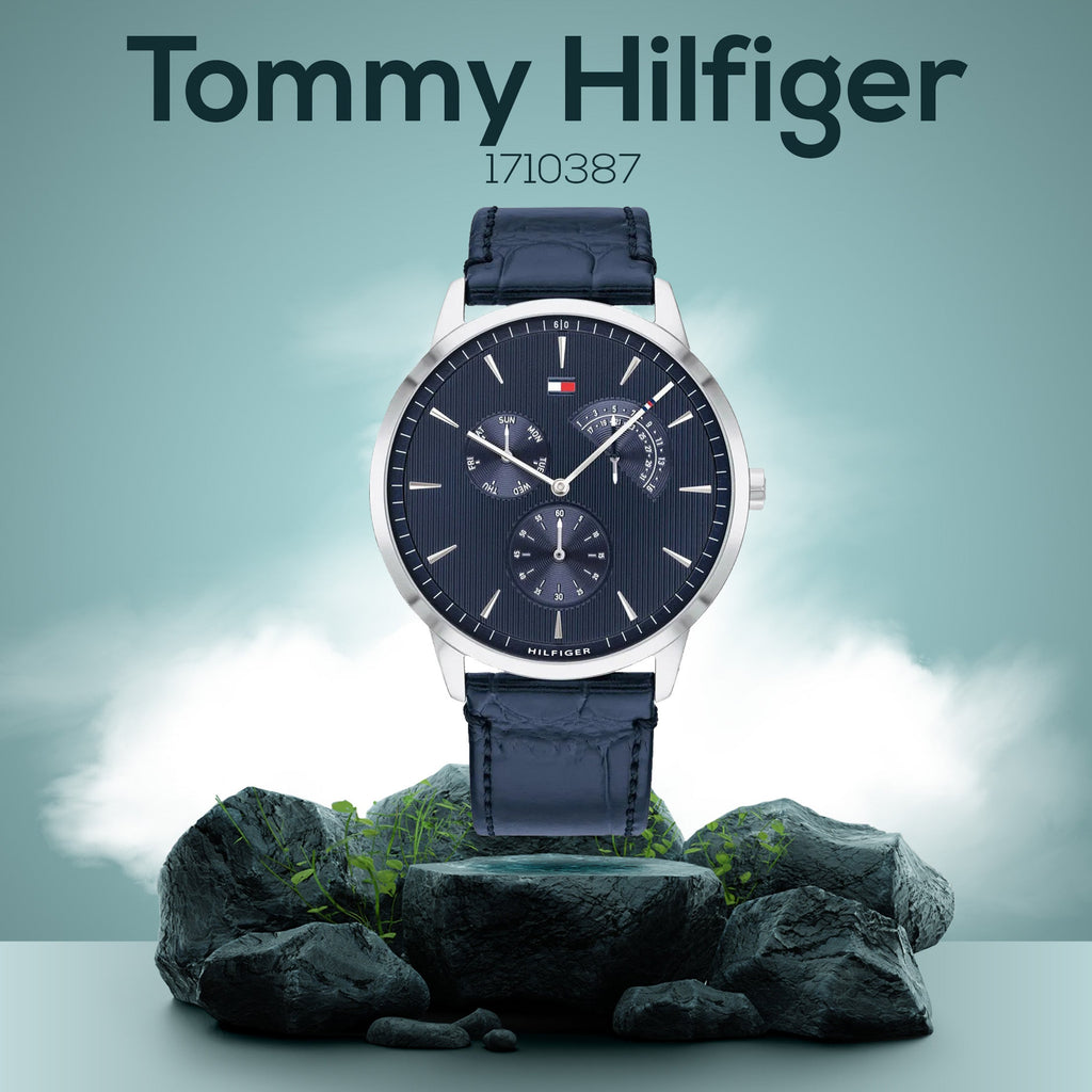 Tommy Hilfiger Brad Chronograph Quartz Blue Dial Blue Leather Strap Watch For Men - 1710387 Buy Now By Tommy Hilfiger