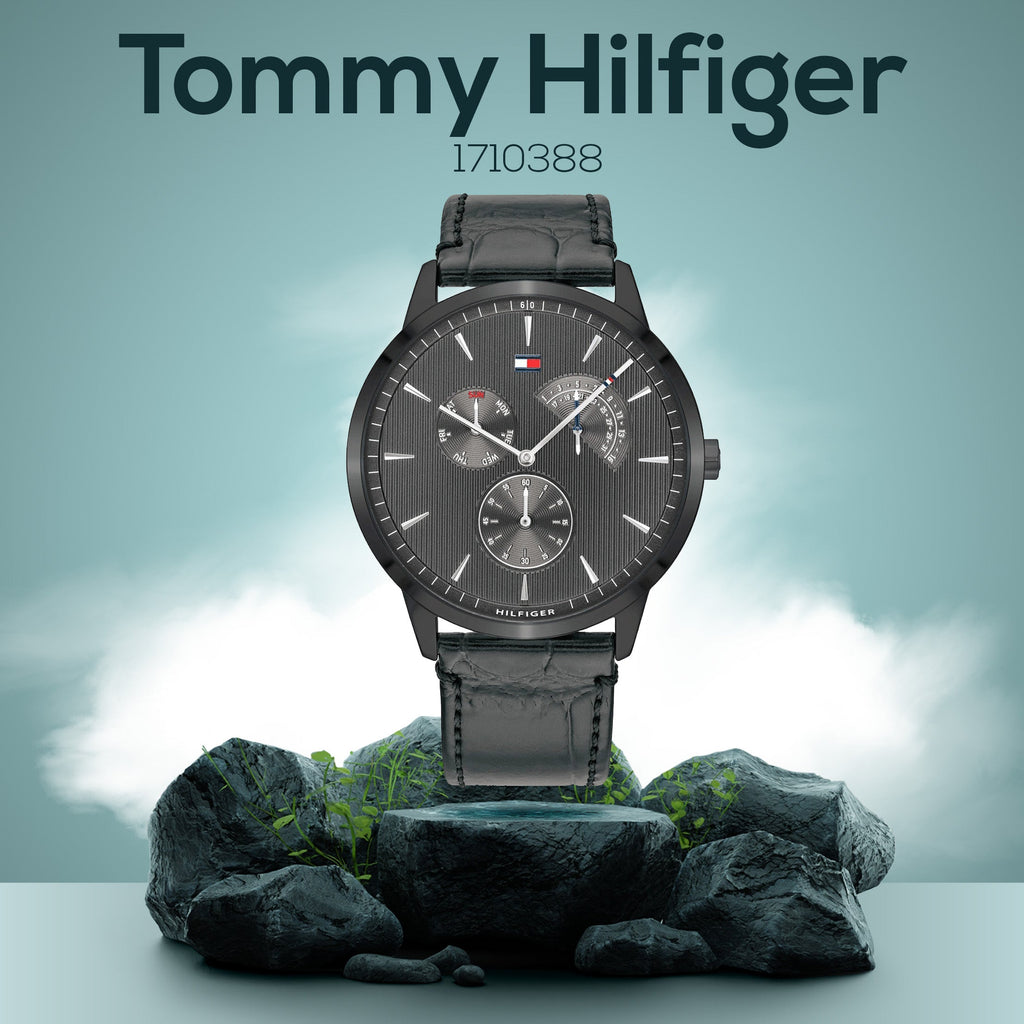 Tommy Hilfiger Brad Chronograph Quartz Grey Dial Grey Leather Strap Watch For Men - 1710388 Buy Now By Tommy Hilfiger