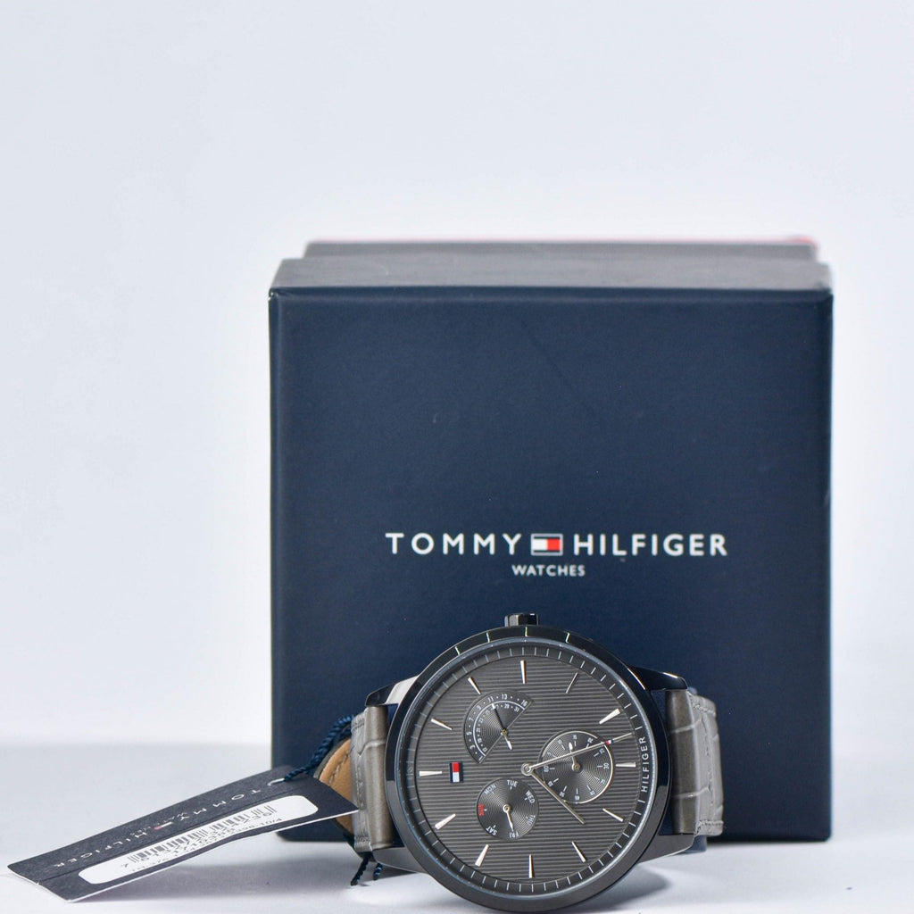 Tommy Hilfiger Brad Chronograph Quartz Grey Dial Grey Leather Strap Watch For Men - 1710388 Buy Now By Tommy Hilfiger