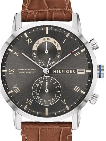Tommy Hilfiger Kane Grey Dial Brown Leather Strap Watch for Men - 1710398 Buy Now By Tommy Hilfiger